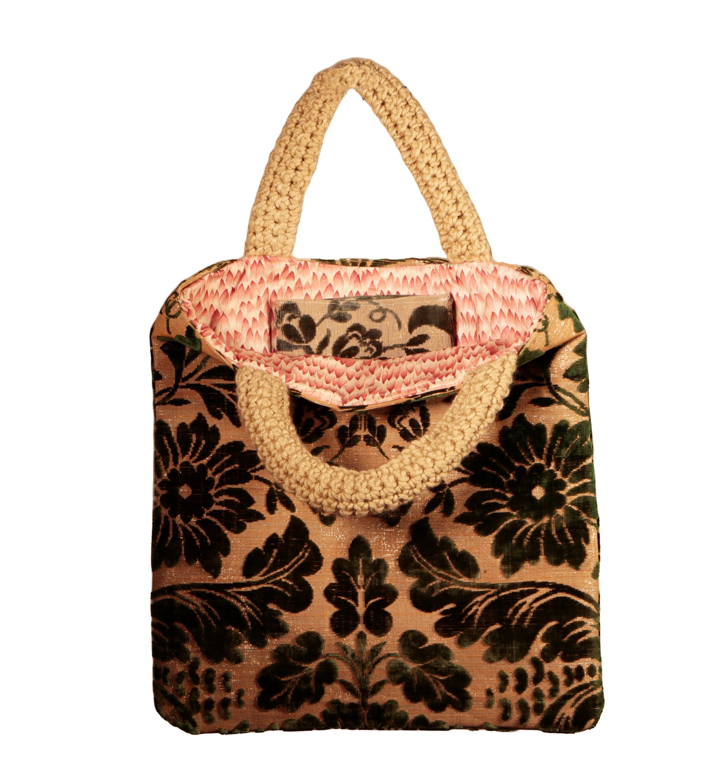 Timeless elegance of our Vintage-Inspired Tote Bag with Upholstery Fabric