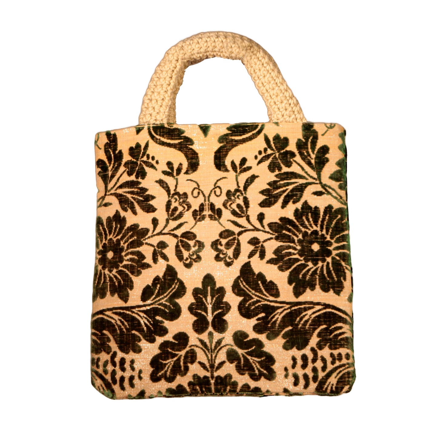 Timeless elegance of our Vintage-Inspired Tote Bag with Upholstery Fabric